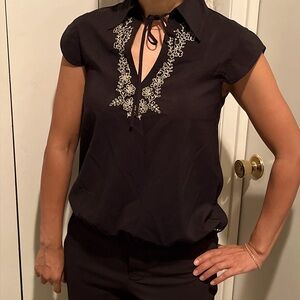 Embroidered Black Blouse